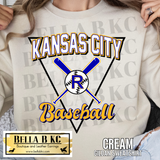 Kansas City Baseball Crossed Bats Triangle Tee or Sweatshirt