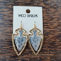 Hammered Two Tone Arrowhead Earrings: Yellow Gold