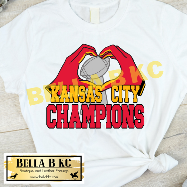 Kansas City Football Champs Heart Hands Tee or Sweatshirt