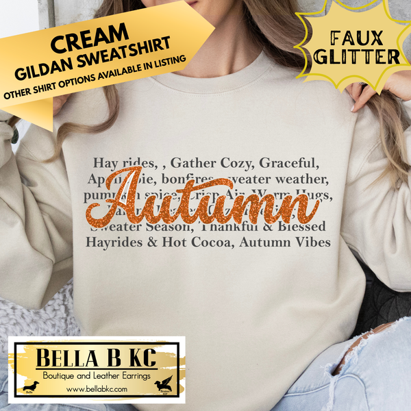 **PREORDER ONLY** Fall - Autumn FAUX GLITTER #70 - Tee or Sweatshirt - 1 Week Turn Around from Date of Order