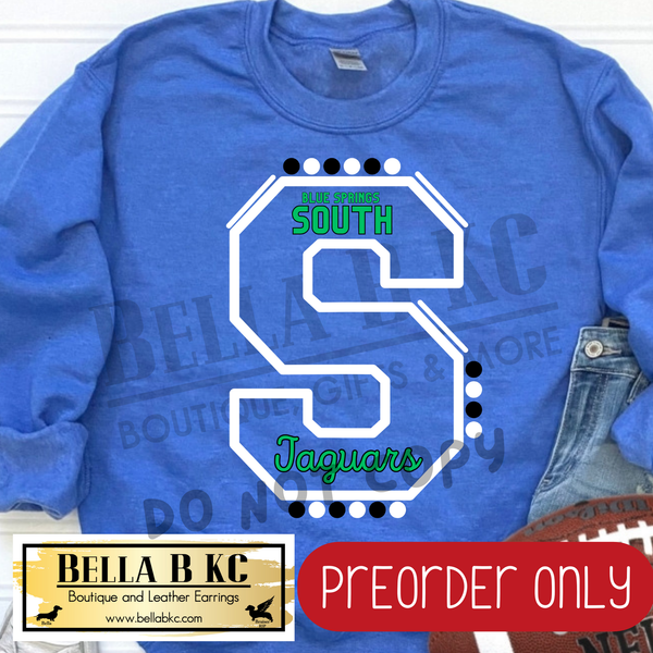 **PREORDER ONLY** BSSHS Jaguars S Lines/Dots B/W - Tee or Sweatshirt - 1 Week Turn Around from Date of Order