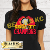 Kansas City Football Champs Heart Hands Tee or Sweatshirt