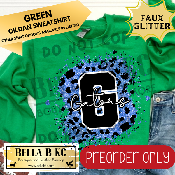 **PREORDER ONLY** Gators FAUX Leopard Glitter - Tee or Sweatshirt - 1 Week Turn Around from Date of Order