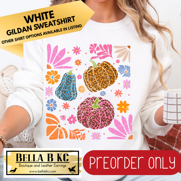 **PREORDER ONLY** Fall - Flowers Pumpkins #72 - Tee or Sweatshirt - 1 Week Turn Around from Date of Order