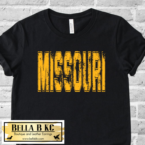 Tigers Missouri Grunge - Yellow Print - Tee or Sweatshirt