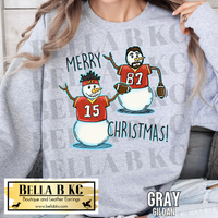 Kansas City Football Merry Christmas Snowman Tee or Sweatshirt