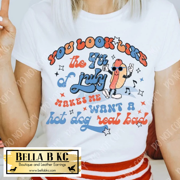 Patriotic - You Look Like The 4th of July Hotdog Color Print Tee
