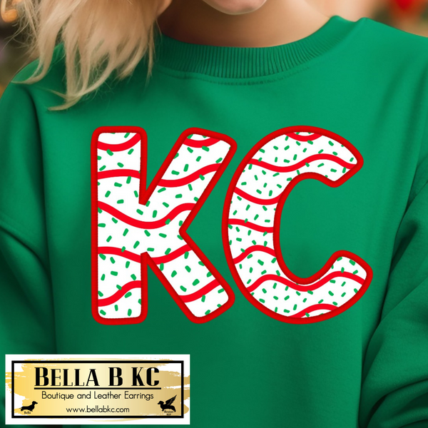 Christmas - Kansas City KC Christmas Cake Faux Embroidery Tee or Sweatshirt