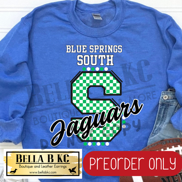 **PREORDER ONLY** BSSHS Jaguars S Checkered - Tee or Sweatshirt - 1 Week Turn Around from Date of Order