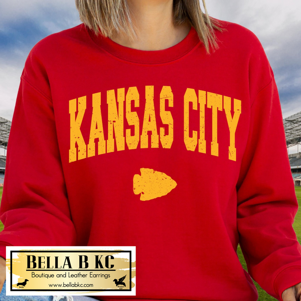 Kansas City Football KC Arrowhead Distressed Tee or Sweatshirt