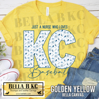 Kansas City Baseball Just a NURSE who Loves KC Baseball Tee or Sweatshirt