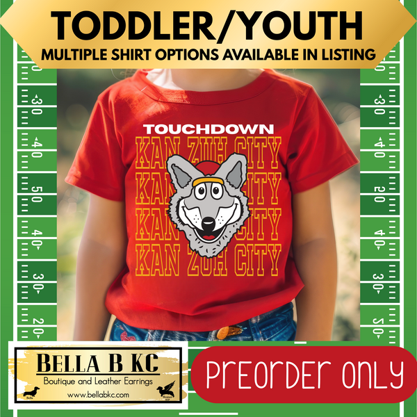 **PREORDER ONLY** TODDLER/YOUTH - KINGDOM - Touchdown Kan Zuh City Wolf Tee or Sweatshirt - Up to 1 Week Turn Around Time