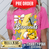 **PREORDER ONLY 1 WEEK TAT** Go Bananas Baseball Bow Coquette Tee or Sweatshirt