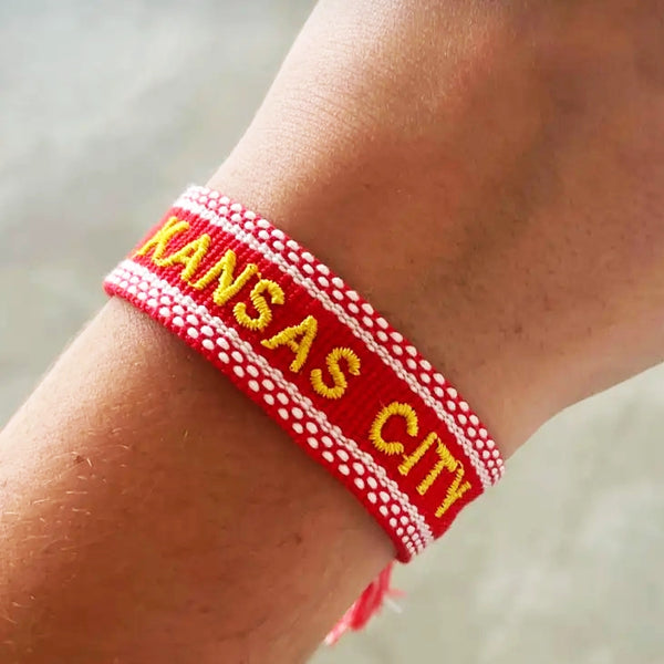 Kansas City Football Embroidered Friendship Bracelet
