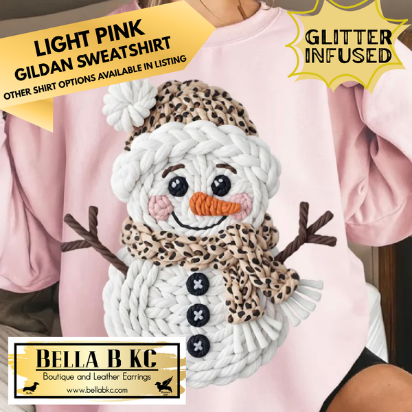 Winter - FAUX YARN Snowman *GLITTER INFUSED INK* - Multiple Shirt Options