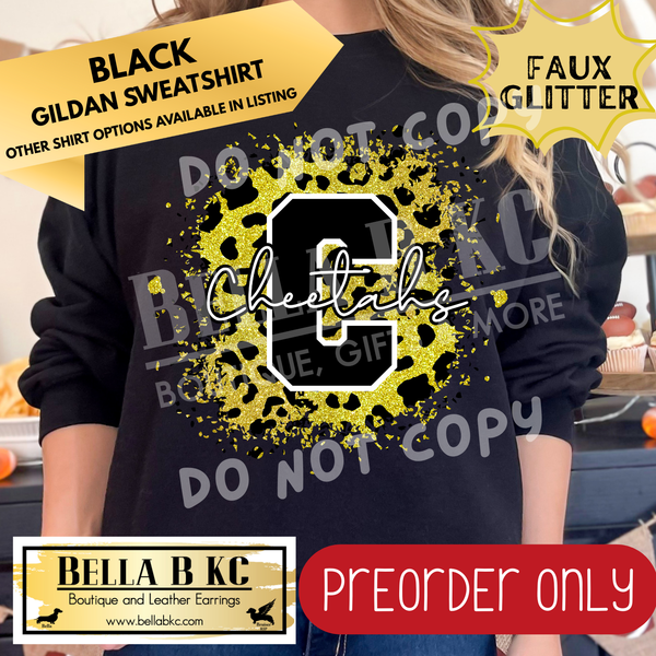 **PREORDER ONLY** Cheetahs FAUX Leopard Glitter - Tee or Sweatshirt - 1 Week Turn Around from Date of Order