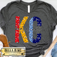 Kansas City Football & Baseball Split Leopard KC Tee or Sweatshirt