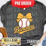 **PREORDER ONLY 1 WEEK TAT** Bananas Baseball Coquette Bow Tee or Sweatshirt