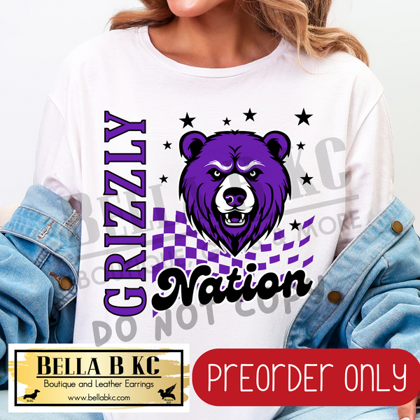 **PREORDER ONLY** Grizzly Nation Mascot Tee or Sweatshirt - 1 Week Turn Around from Date of Order