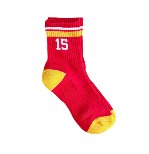 Kansas City Crew Socks - Red with 15