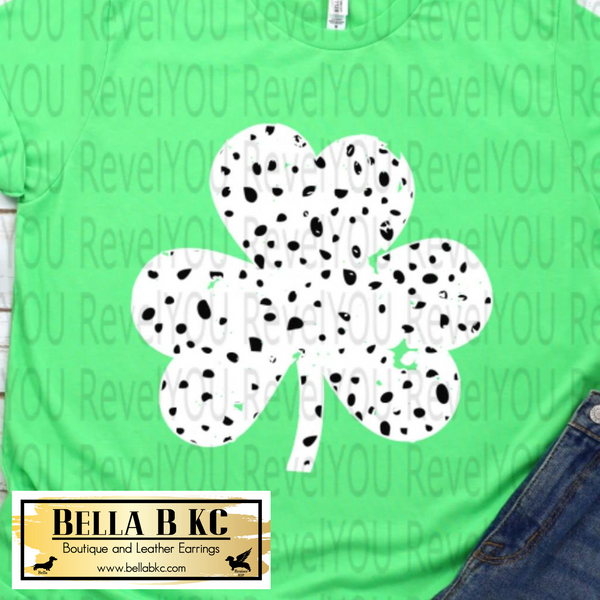 St. Patrick's Day Dalmatian Shamrock on Green Tee