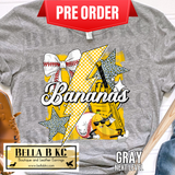 **PREORDER ONLY 1 WEEK TAT** Go Bananas Baseball Bow Coquette Tee or Sweatshirt