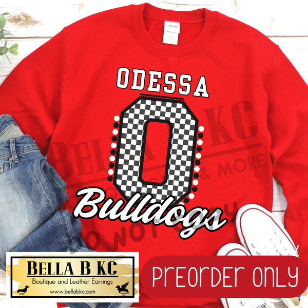 **PREORDER ONLY** Odessa Bulldogs O Checkered - Tee or Sweatshirt - 1 Week Turn Around from Date of Order