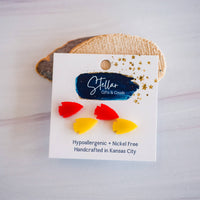 Acrylic - Retro Red & Yellow Arrowhead Studs 2 pack