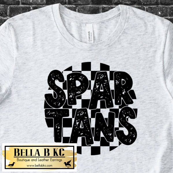 Spartans Checkered Round - Black Print - Tee or Sweatshirt