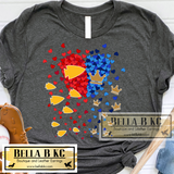Kansas City Football & Baseball Falling Hearts Tee or Sweatshirt
