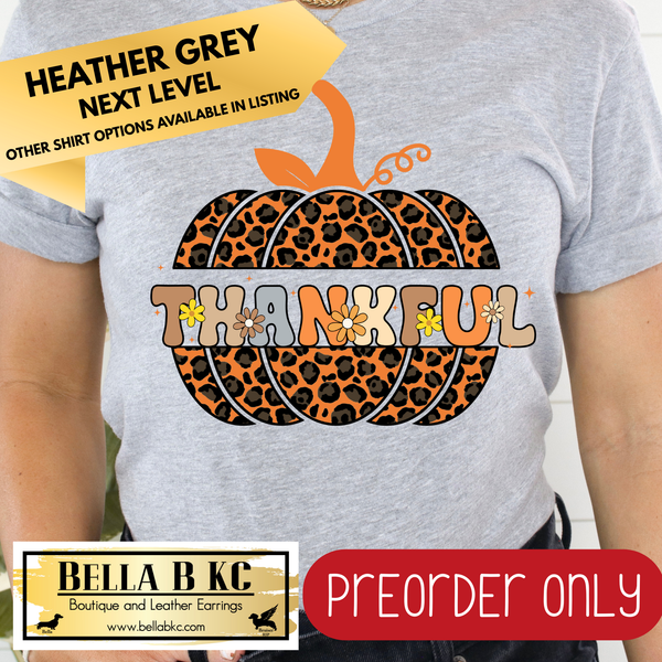 **PREORDER ONLY** Fall - Thankful Leopard Pumpkin #83 - Tee or Sweatshirt - 1 Week Turn Around from Date of Order