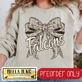 **PREORDER ONLY** Falcons Camo Coquette Bow - Tee or Sweatshirt - 1 Week Turn Around from Date of Order