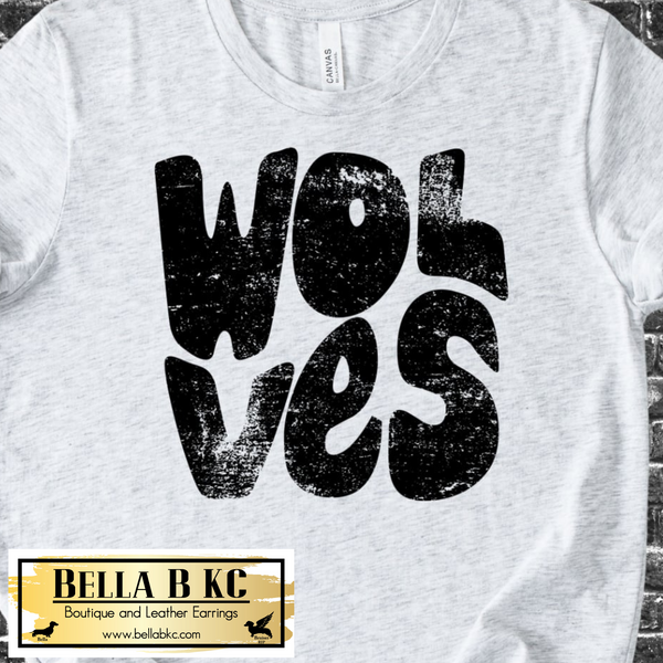 Wolves Big Bold Grunge - Black Print - Tee or Sweatshirt