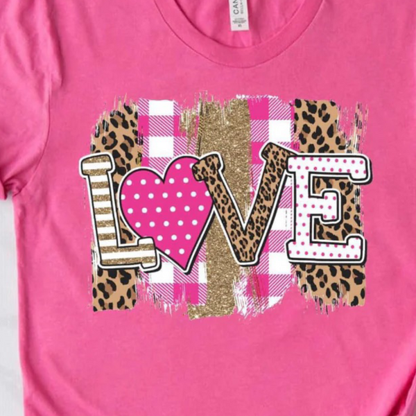 Valentine - Love Leopard Brush Strokes Tee or Sweatshirt