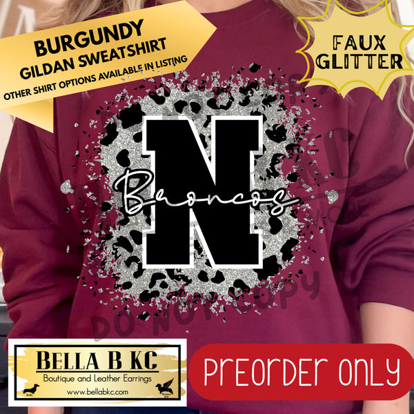 **PREORDER ONLY** Broncos FAUX Leopard Glitter - Tee or Sweatshirt - 1 Week Turn Around from Date of Order