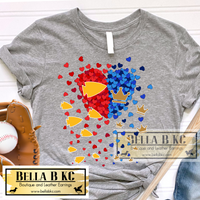 Kansas City Football & Baseball Falling Hearts Tee or Sweatshirt