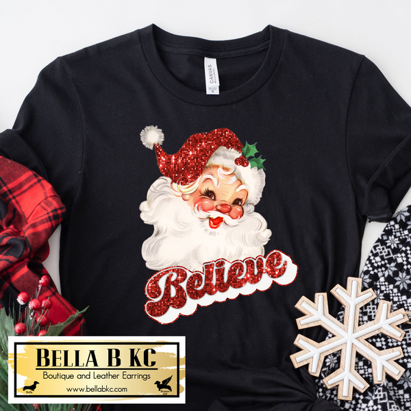 Christmas - Red Believe Santa Tee or Sweatshirt