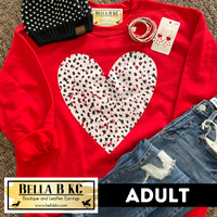 ADULT Valentine - Grunge Dalmatian Heart Sweatshirt