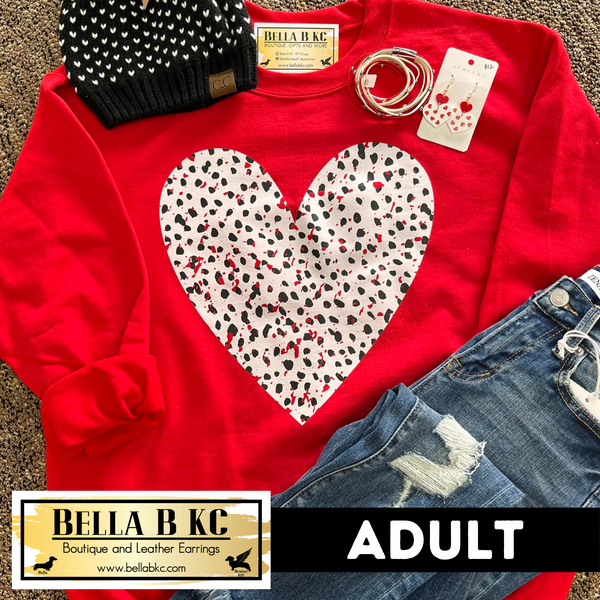 ADULT Valentine - Grunge Dalmatian Heart Sweatshirt