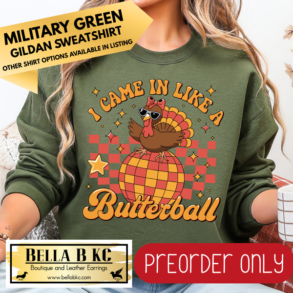 **PREORDER ONLY** Fall - I Came in Like a Butterball Orange Checkered #87 - Tee or Sweatshirt - 1 Week Turn Around from Date of Order