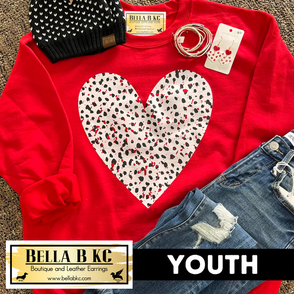 YOUTH Valentine - Grunge Dalmatian Heart Sweatshirt