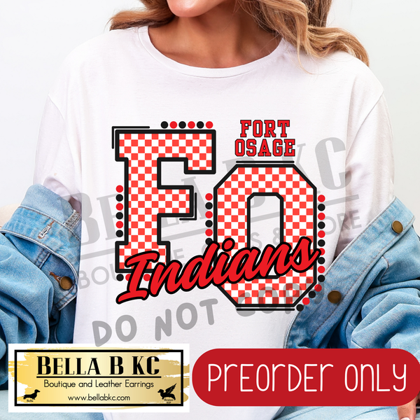 **PREORDER ONLY** Fort Osage Indians FO Checkered - Tee or Sweatshirt - 1 Week Turn Around from Date of Order