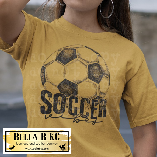 Soccer Vibes Black Print Tee or Sweatshirt