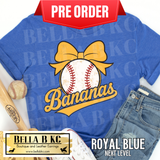 **PREORDER ONLY 1 WEEK TAT** Bananas Baseball Coquette Bow Tee or Sweatshirt