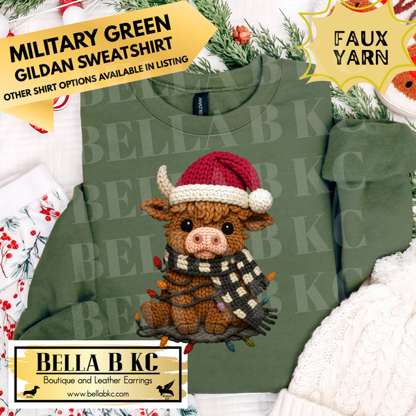 Christmas - Cow *FAUX YARN* - Multiple Shirt Options