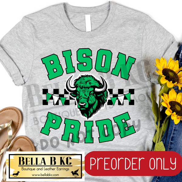 **PREORDER ONLY** Bison Pride Checkered Mascot Tee or Sweatshirt - 1 Week Turn Around from Date of Order