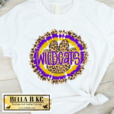 Wildcats Tie Dye Leopard Round Logo on Tee or Sweatshirt