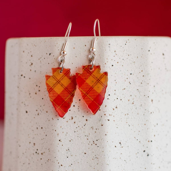 Acrylic - Kansas City Football Petite Plaid Arrowhead Dangles