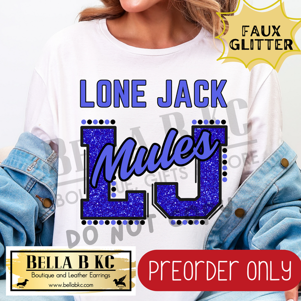 **PREORDER ONLY** Lone Jack Mules LJ FAUX GLITTER - Tee or Sweatshirt - 1 Week Turn Around from Date of Order