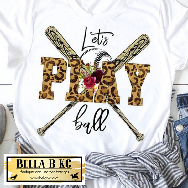 Baseball Let's Play Ball Leopard Tee or Sweatshirt